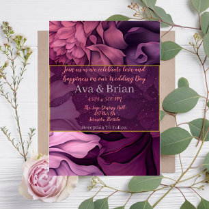 Floral rose violet Faire-part de mariage botanique