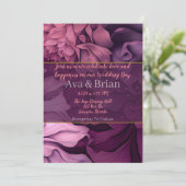 Floral rose violet Faire-part de mariage botanique (Debout devant)