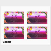 Floral rose violet produit Étiquettes Monogramme m (Feuille)