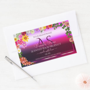 Floral rose violet produit Étiquettes Monogramme m