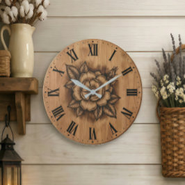 Floral Rose Wall Clock | Rustic Farmhouse Decor Grote Klok