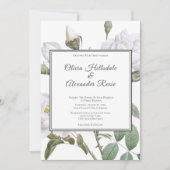 Floral Roses Blanches Élégant Mariage Invitation (Devant)