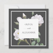 Floral, Roses Blanches, Élégante invitation de mar (Devant)