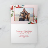 Floral Rouge Blush rose Noël Carte photo (Intérieur)