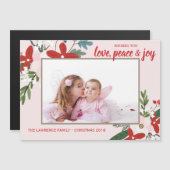 Floral Rouge Blush rose Noël Carte photo (Devant / Derrière)