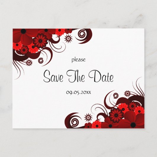 Floral rouge et blanc Enregistrer la date Cartes p (Devant)