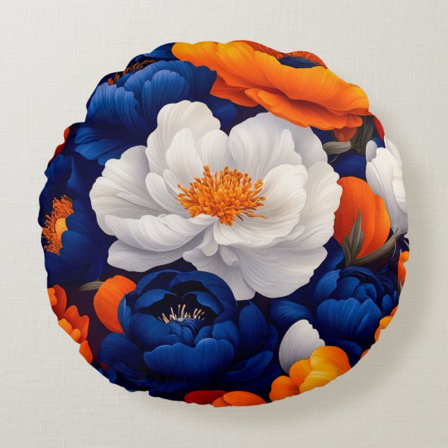 Floral Round Pillow Rond Kussen (Voorkant)