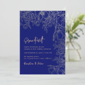 Floral Royal Blue Arch Wedding Invitation Kaart (Staand voorkant)