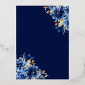 Floral Royal Blue Butterfly Princess Quinceanera Folie Uitnodiging (Achterkant)