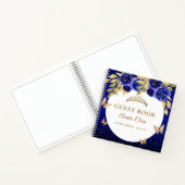 Floral Royal Blue Gold Tiara Vlinder Gastenboek Notitieboek (Binnen)