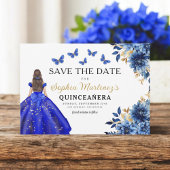 Floral Royal Blue Princess Verjaardag Quinceanera Save The Date