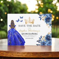 Floral Royal Blue Princess Verjaardag Quinceanera