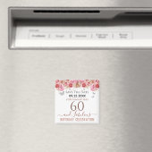 Floral roze 60th Birthday Save the Date Magnet Magneet (Insitu (Vaatwasser))
