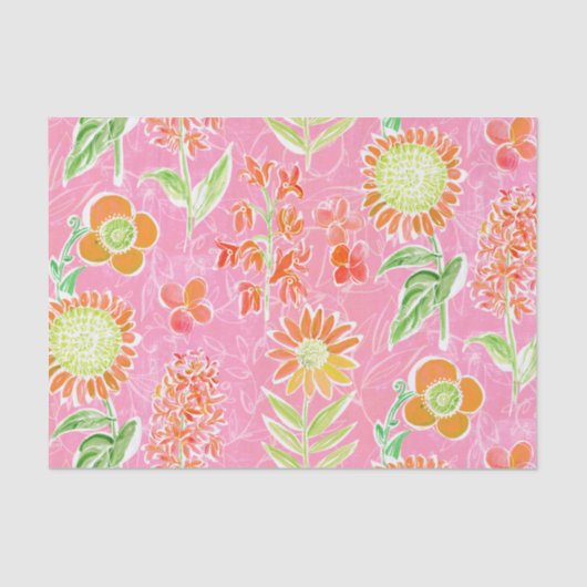 Floral roze Boho - debetpapier Tissuepapier (Voorkant)