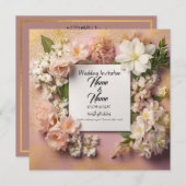 Floral roze bruiloft uitnodiging (Voorkant / Achterkant)
