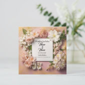 Floral roze bruiloft uitnodiging (Staand voorkant)