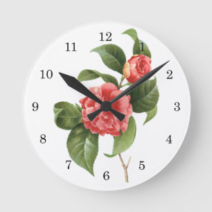  Floral, roze Camellia Flowers door Redoute Ronde Klok
