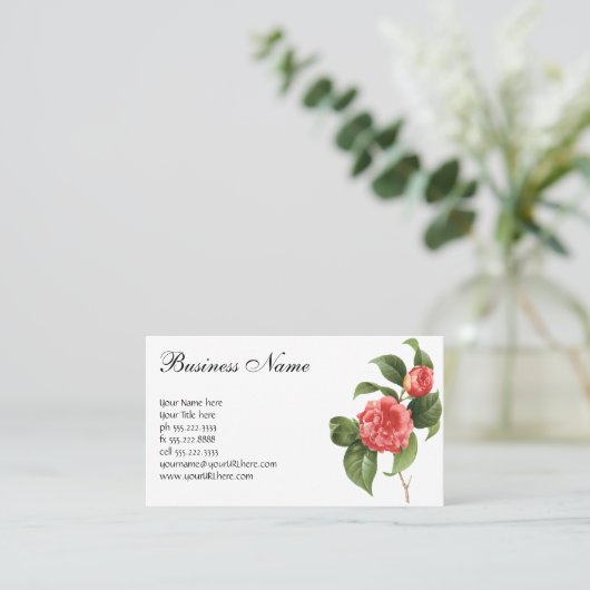 Floral, roze Camellia Flowers door Redoute Visitekaartje (Staand voorkant)
