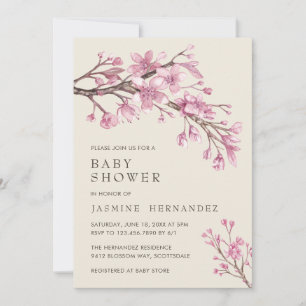 Floral roze Cherry Blossom Girl Baby shower Kaart