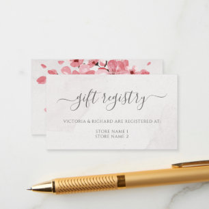 Floral roze Cherry Blossom Wedding Gift Registry Informatiekaartje
