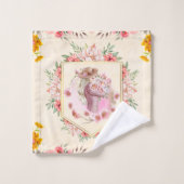 Floral roze design, lentemeel bad handdoek (Wasdoekje)