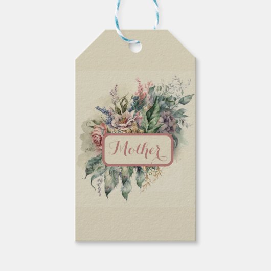Floral  Roze en groen Gift Label Cadeaulabel (Voorkant)
