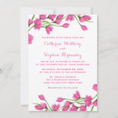 Floral roze en witte bloemen Fuchsia Weddenschap Kaart (Voorkant)