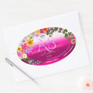 Floral roze gradiënt Product Labels Monogram Logo