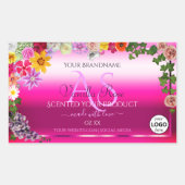 Floral roze gradiënt Product Labels Monogram Logo (Voorkant)