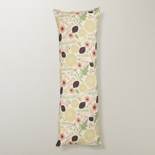 Floral roze groene roompatroonbloemen afspelen lichaamskussen (Achterkant (Verticaal))