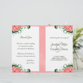 Floral roze Hibiscus bruiloft programma Sjablonen (Staand voorkant)