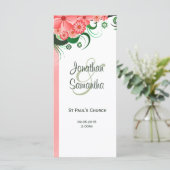 Floral roze Hibiscus bruiloft programma Sjabloon K (Staand voorkant)