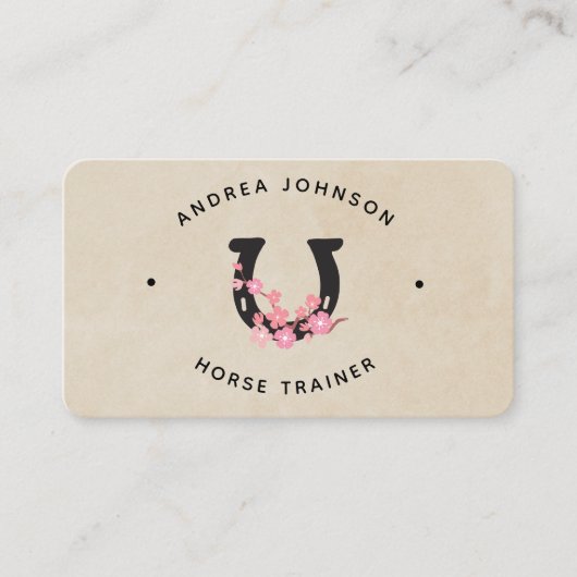 Floral roze Hoefijzer Boerderij Rangschikt Instruc Visitekaartje (Voorkant)