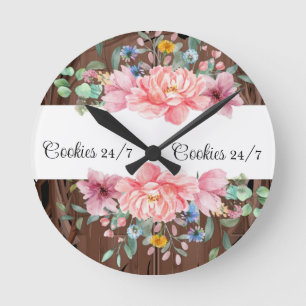 Floral roze pastel bloemen klok