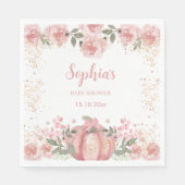 Floral roze pompoen meisje Baby shower papier serv Servet (Voorkant)