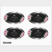 Floral roze Roses Silver Black Product Labels Logo (Vel)
