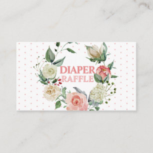 Floral roze roze Baby shower Diaper Raffle Ticket Informatiekaartje