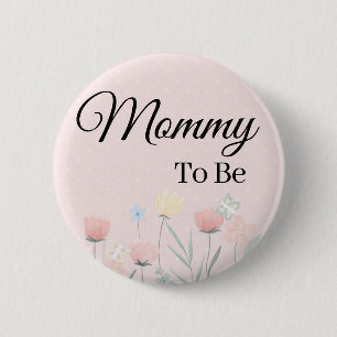 Floral roze vlindermammie om mee te doen ronde button 5,7 cm