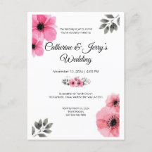 Floral roze waterverf bruiloft briefkaart
