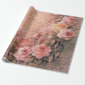 Floral Rozen Antiek handschrift Cadeaupapier (Uitgerold)