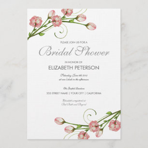Floral Rozen Bridal Shower Kaart