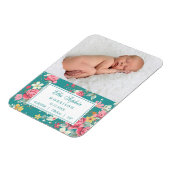  Floral Rozen Foto geboortebekendmaking Magneet (Linkerzijde)