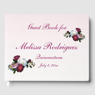 Floral Rozen Garden Flowers Quinceanera Guest Book Gastenboek