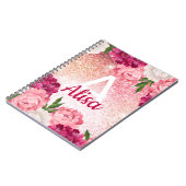 Floral rozen Glitter ontwerp Notitieboek (Linkerzijde)