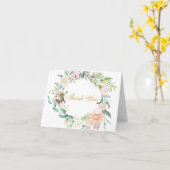 Floral Rozen Greenery Gold Script Hartelijk dank Kaart (Gele Bloem)