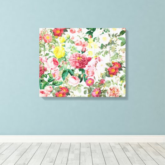 Floral Rozen lentestuin Canvas Afdruk (Insitu (Houten vloer))