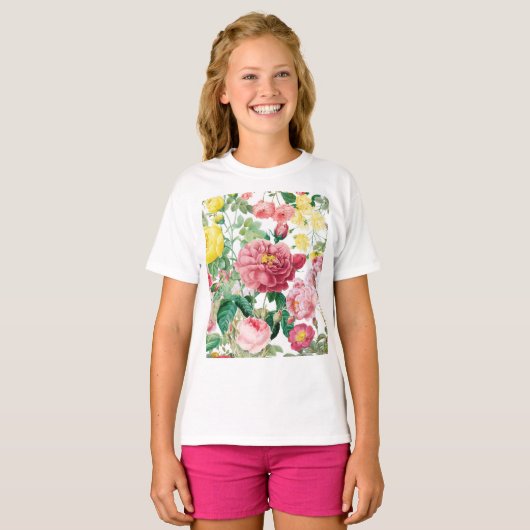 Floral Rozen lentestuin T-shirt (Voorkant volledig)