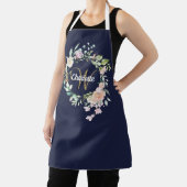 Floral Rozen Monogram Gold Script Navy Blue Schort (Insitu)