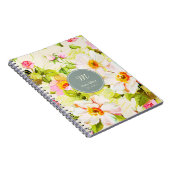  Floral Rozen Peonies Monogram NotaB Notitieboek (Rechterzijde)