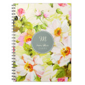 Floral Rozen Peonies Monogram NotaB Notitieboek (Voorkant)